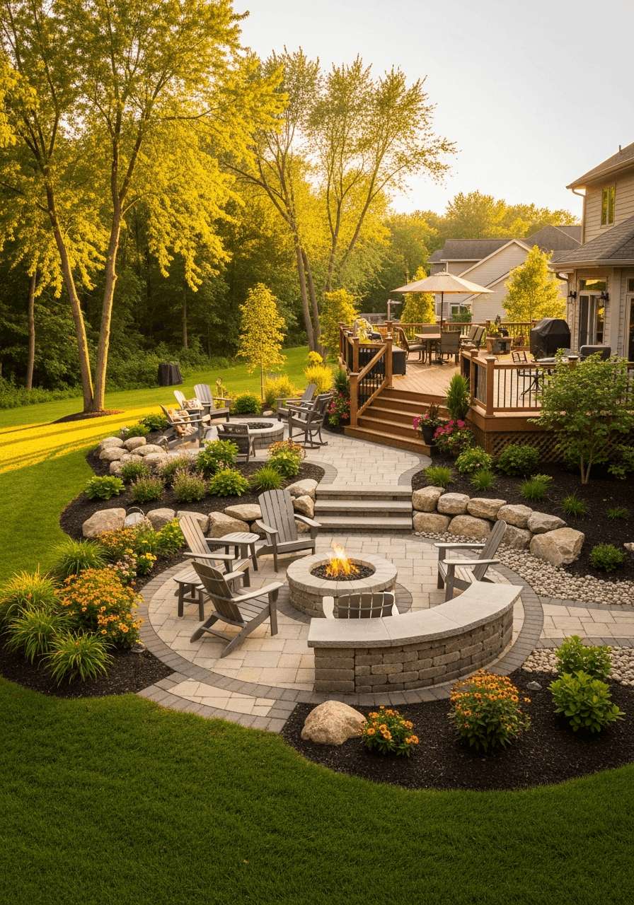 Deck with Fire Pit Area